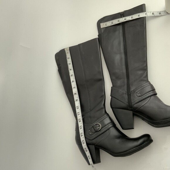 BOC by Born Boots 7.5M Black Tall Leather Harness Buckle Zip Up - Picture 5 of 12